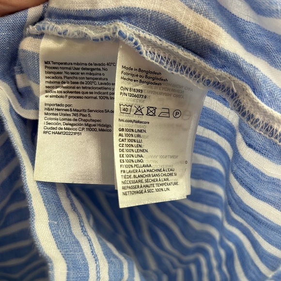 EUC H&M blue and white striped linen button down, Medium. Boxy and oversized - Picture 7 of 12